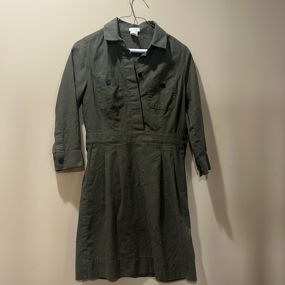 Army Green J Crew Shirt Dress